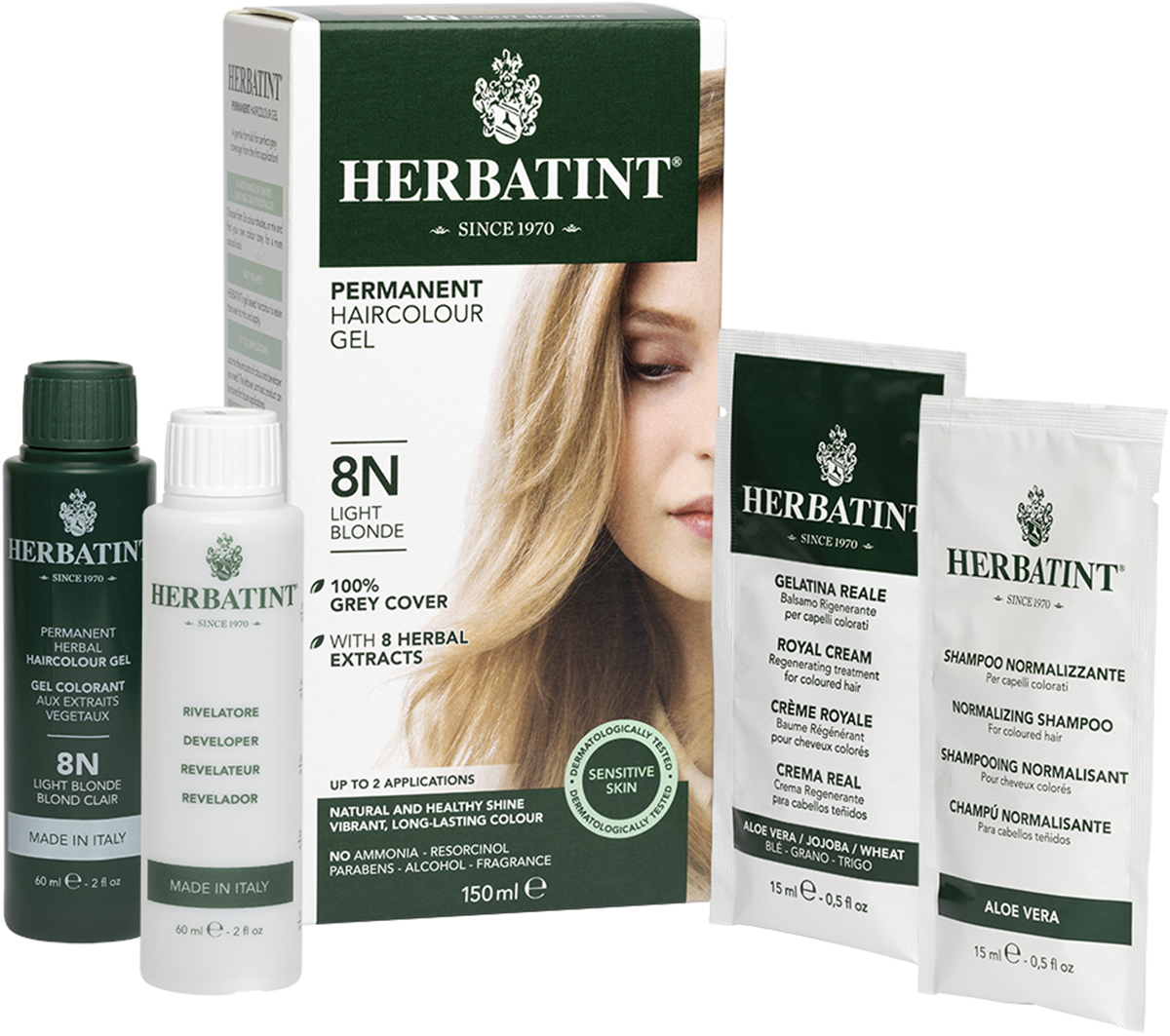 Купить Гель-краска для волос Herbatint тон 8N СВЕТЛЫЙ БЛОНДИН, Гель-краска для волос тон 8N СВЕТЛЫЙ БЛОНДИН