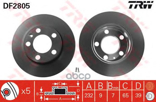 

Диск Тормозной Vw Golf,Polo (02-) Audi A3 (97-03) R15 Задний (1Шт.) Trw Df2805