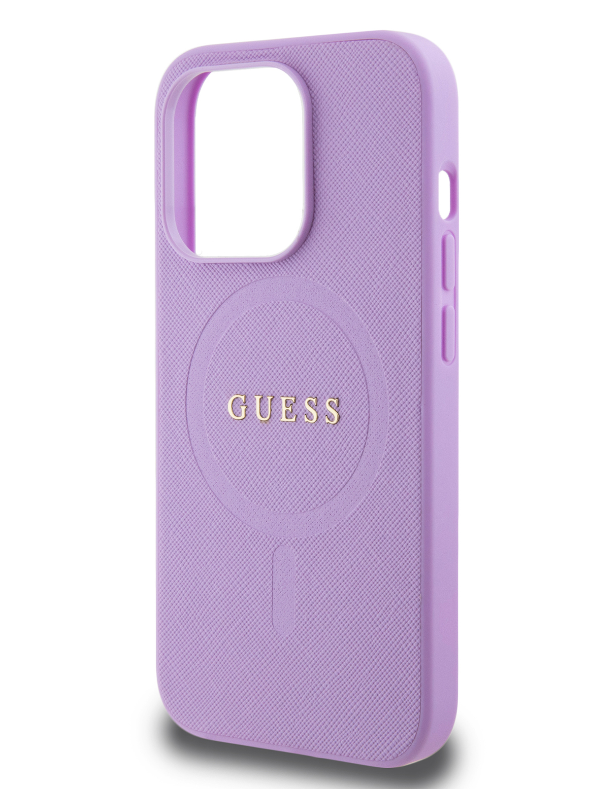 Чехол Guess для iPhone 15 Pro Max из экокожи с имитацией сафьяна и MagSafe 600014584703 фиолетовый