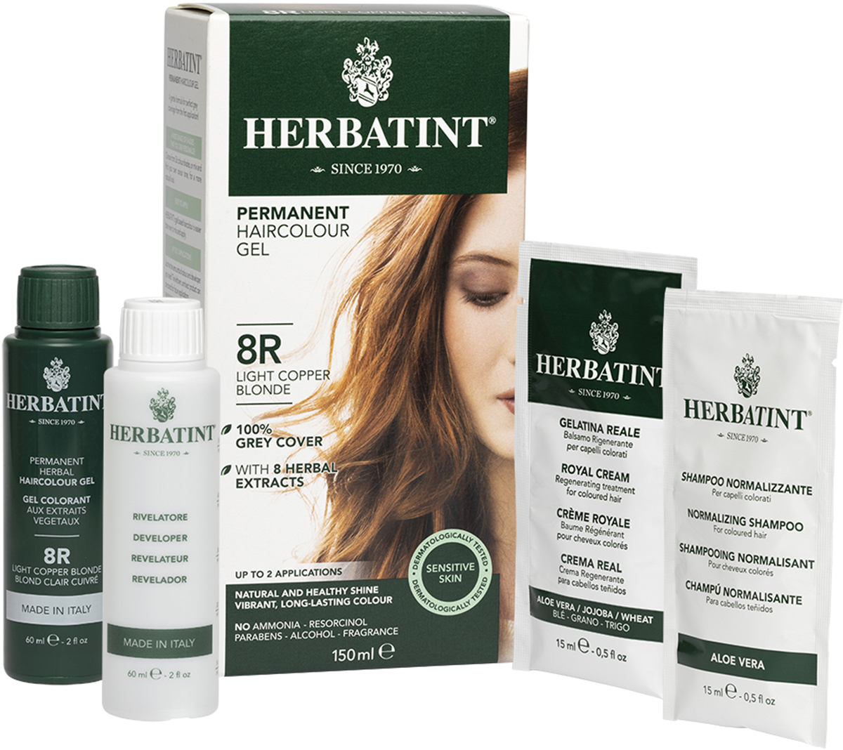 Купить Краска для волос Herbatint тон 8R СВЕТЛЫЙ МЕДНЫЙ БЛОНДИН, Гель-краска для волос тон 8R СВЕТЛЫЙ МЕДНЫЙ БЛОНДИН