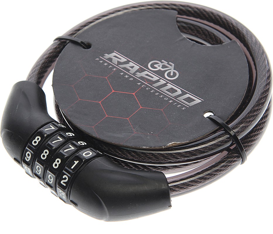 Замок велосипедный 1000х12мм трос кодовый RAPIDO  1шт