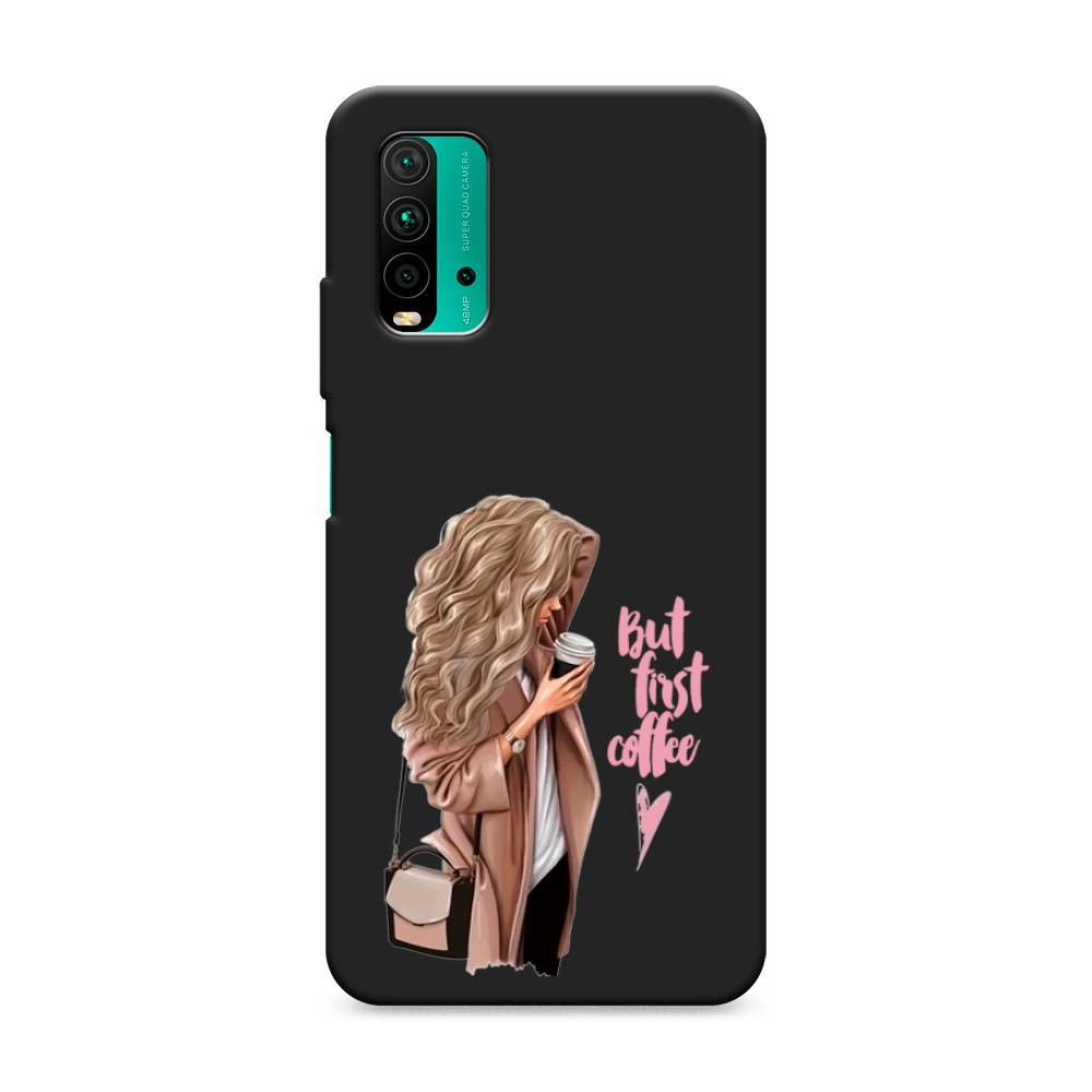 

Матовый силиконовый чехол "Девушка с кофе" на Xiaomi Redmi 9T, Девушка с кофе
