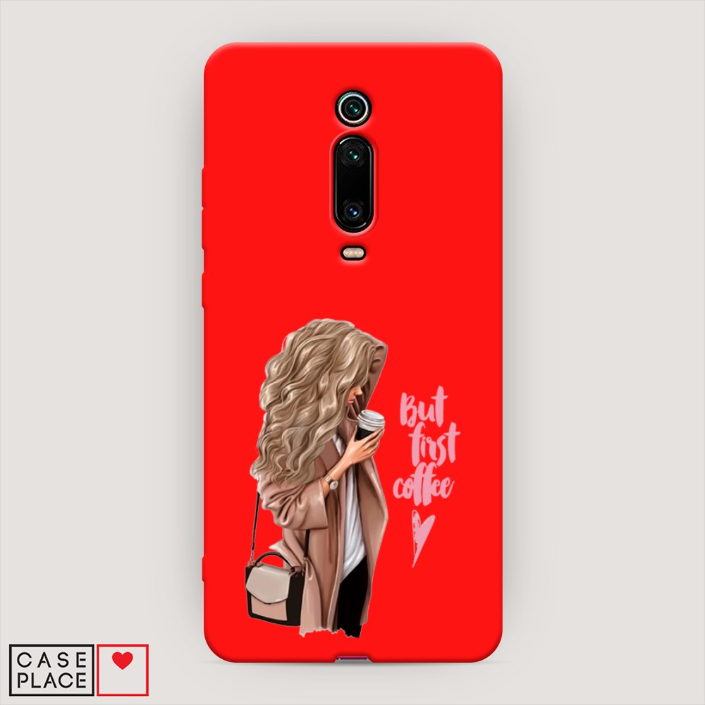 

Матовый силиконовый чехол "Девушка с кофе" на Xiaomi Redmi K20 Pro, Девушка с кофе