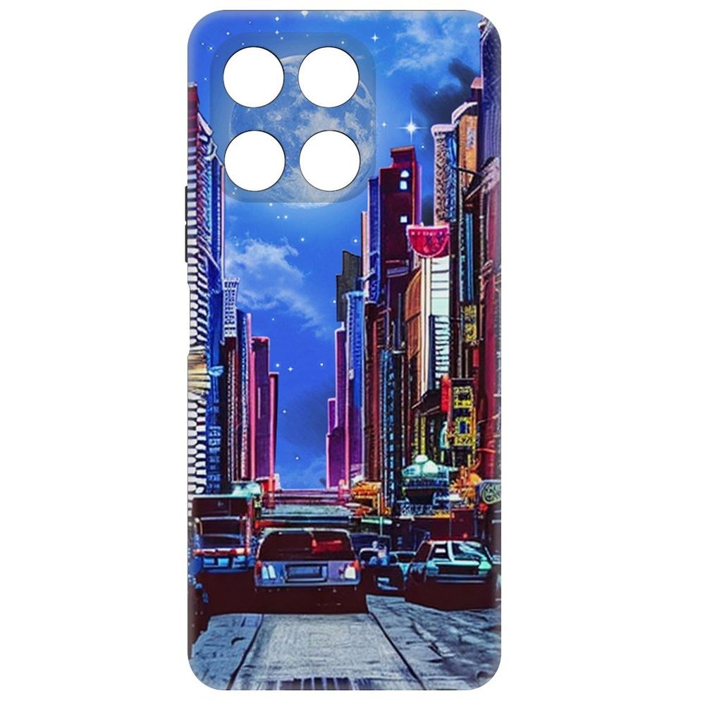 

Чехол-накладка Krutoff Soft Case Ночной город для Honor X6a черный