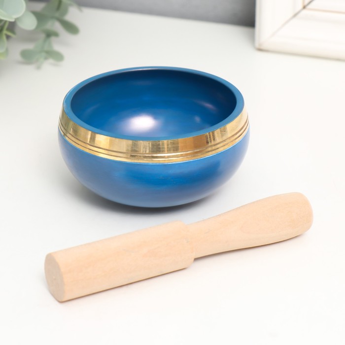 Поющая чаша металл Голубая с резонатором d=8 см