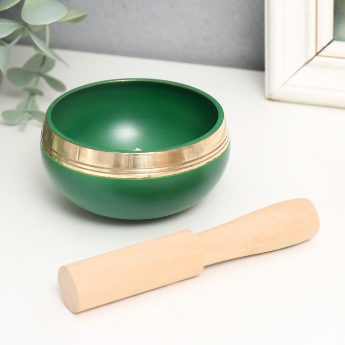 Поющая чаша металл Зеленая с резонатором d=8 см