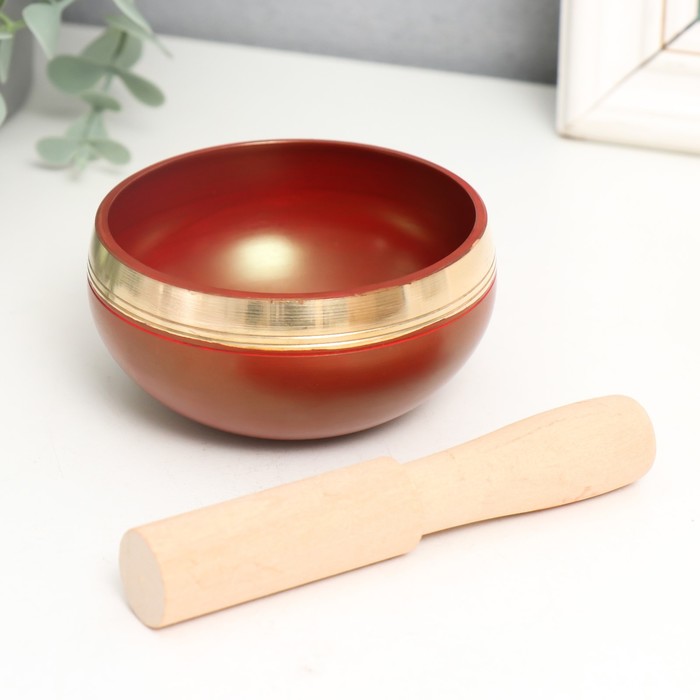 Поющая чаша металл Красная с резонатором d=8 см