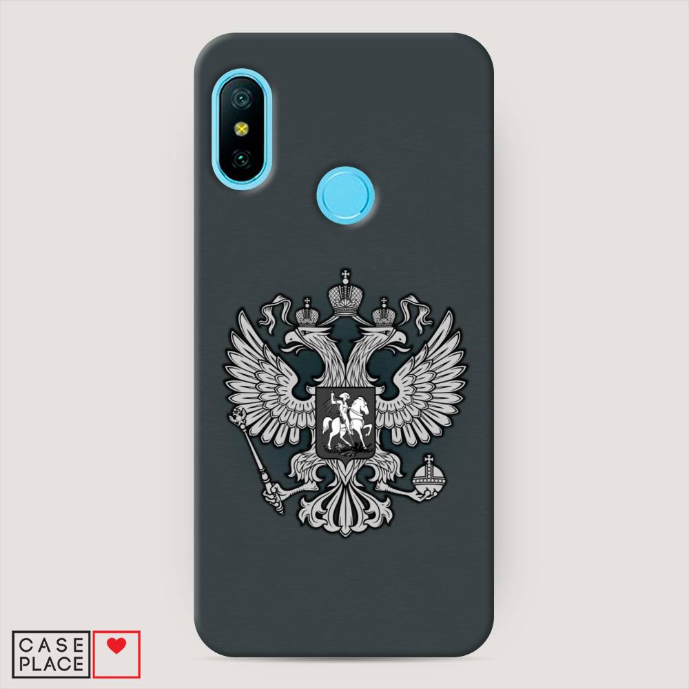 фото Пластиковый чехол "герб россии серый" на xiaomi redmi 6 pro awog