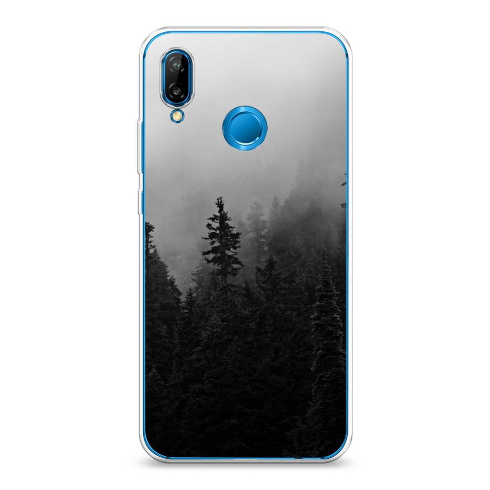 

Чехол на Huawei Nova 3E "Туманный лес", Серый;черный, 65650-2