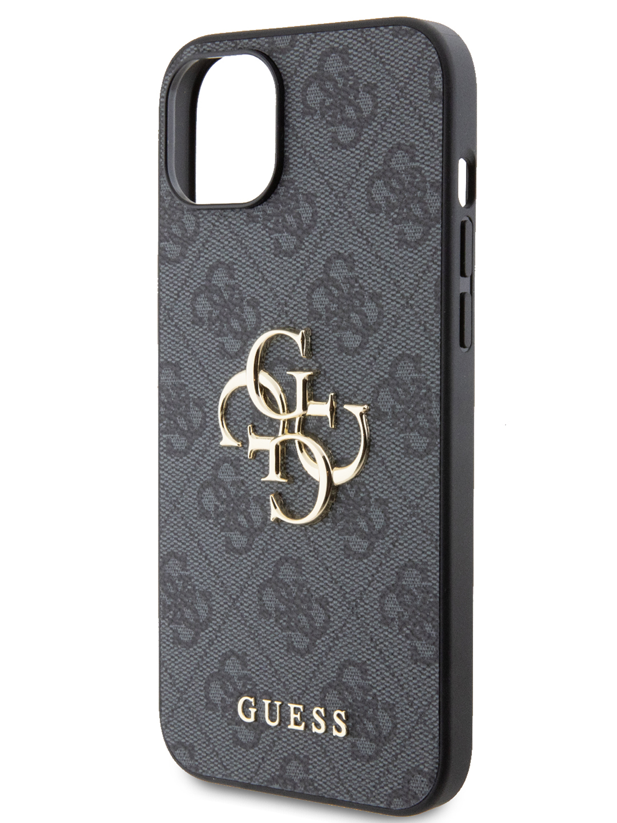 

Чехол Guess для iPhone 15 Plus из экокожи 4G Big metal logo, серый