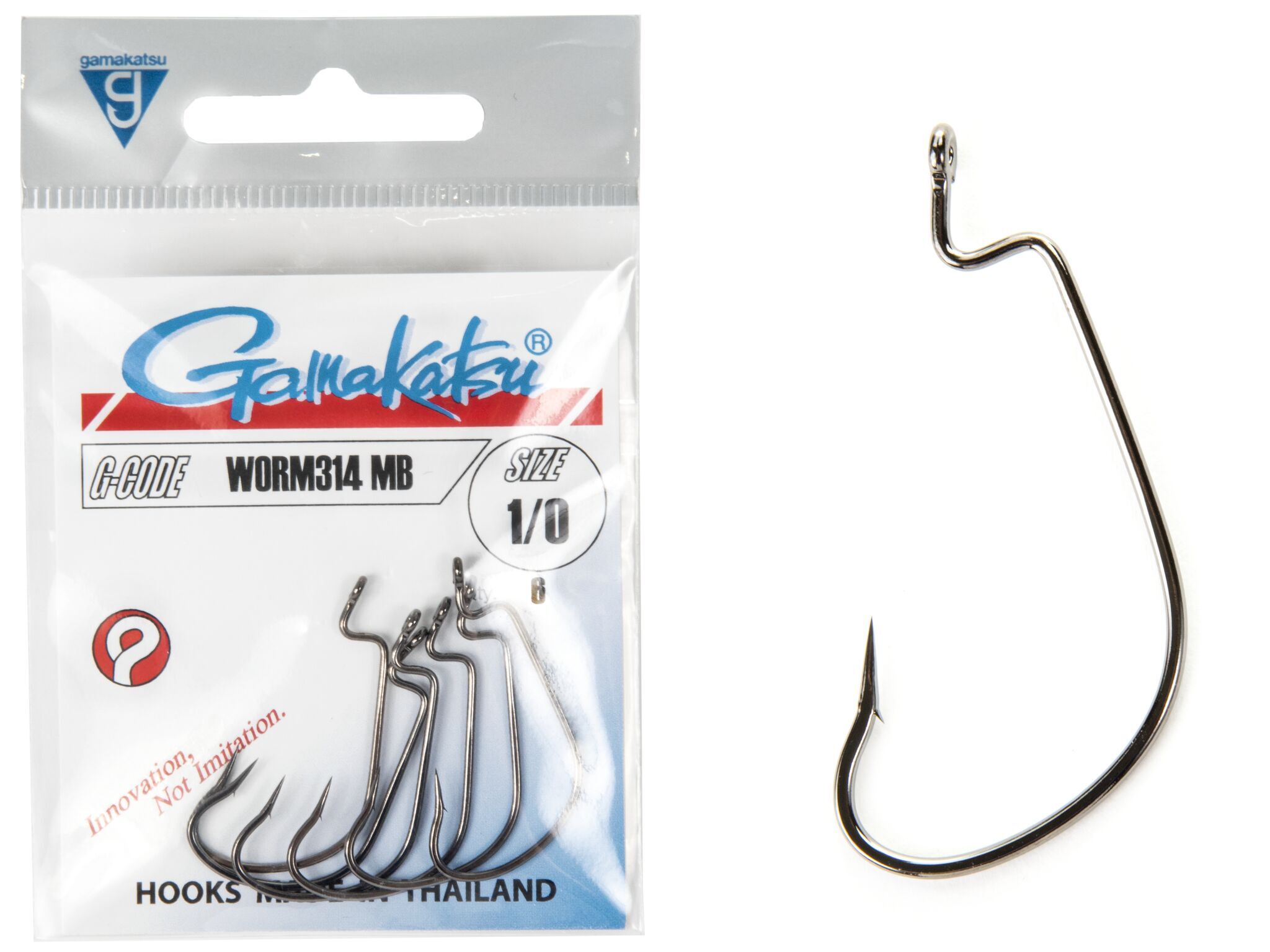 Крючки офсетные Gamakatsu WORM 314 HOOKS №1/0, 6шт.