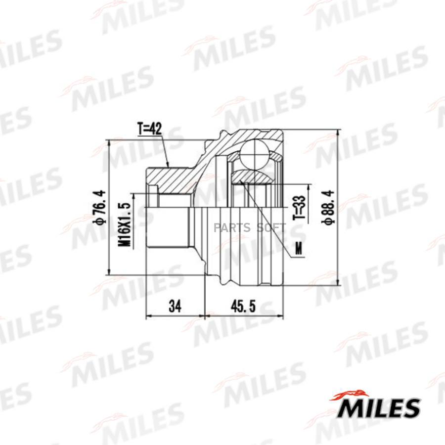 

Шрус Miles Ga20034 Шрус Audi A4/A5/Q5 1.8-3.2 07- Нар. Miles арт. GA20034