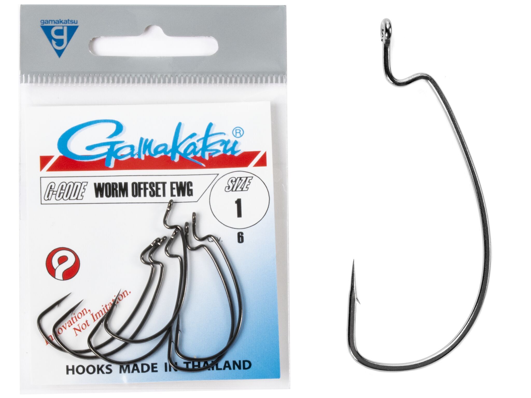 Крючки офсетные Gamakatsu WORM OFFSET EWG HOOKS BLACK №1, 6шт.