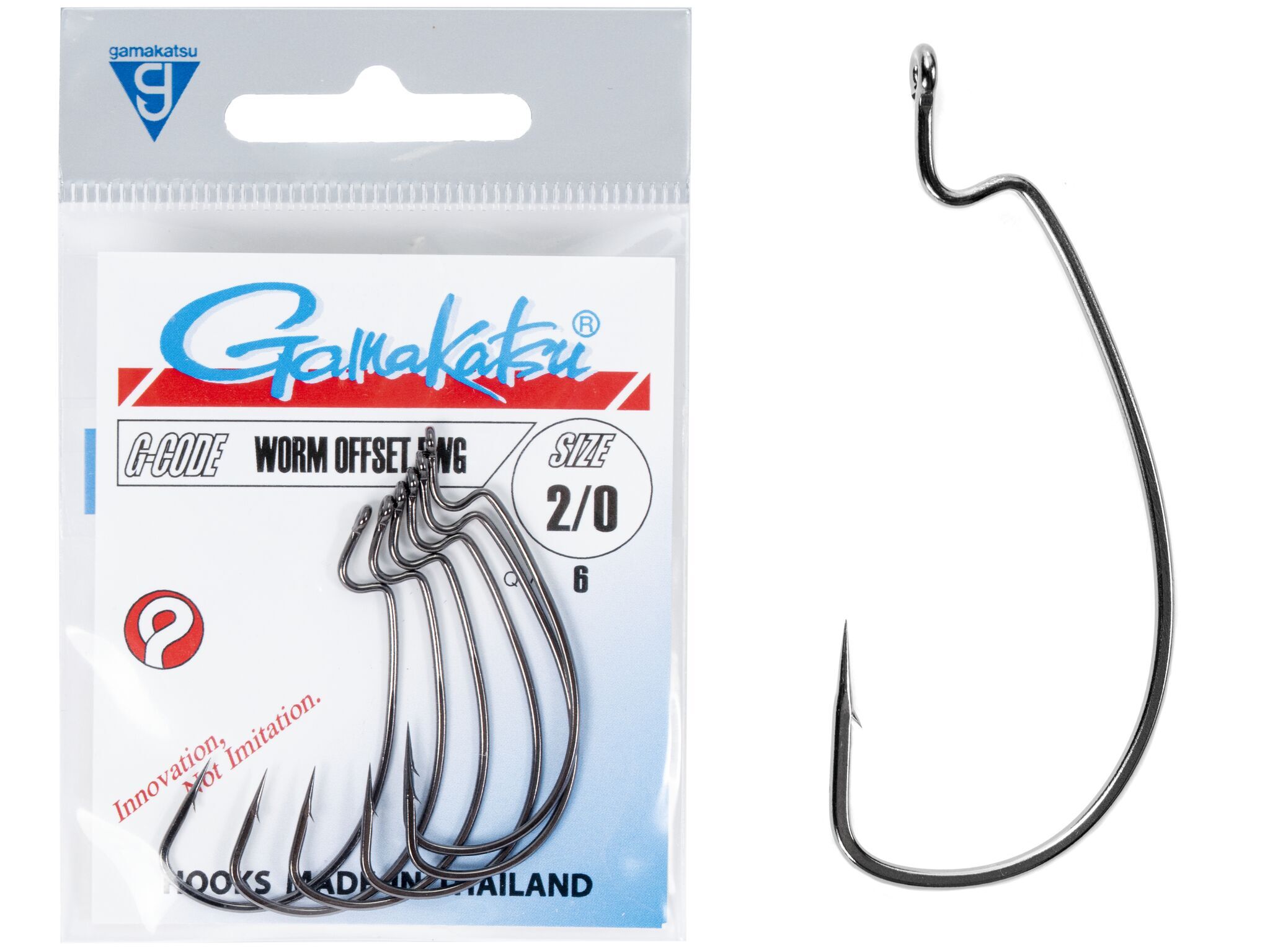 Крючки офсетные Gamakatsu WORM OFFSET EWG HOOKS BLACK №2/0, 6шт.