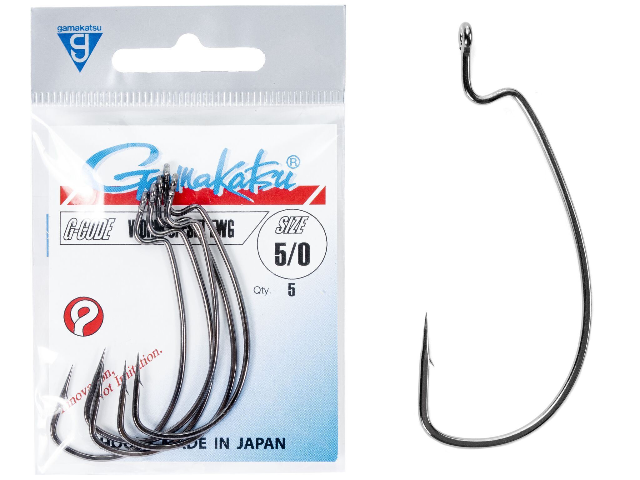 Крючки офсетные Gamakatsu WORM OFFSET EWG HOOKS BLACK №5/0, 5шт.