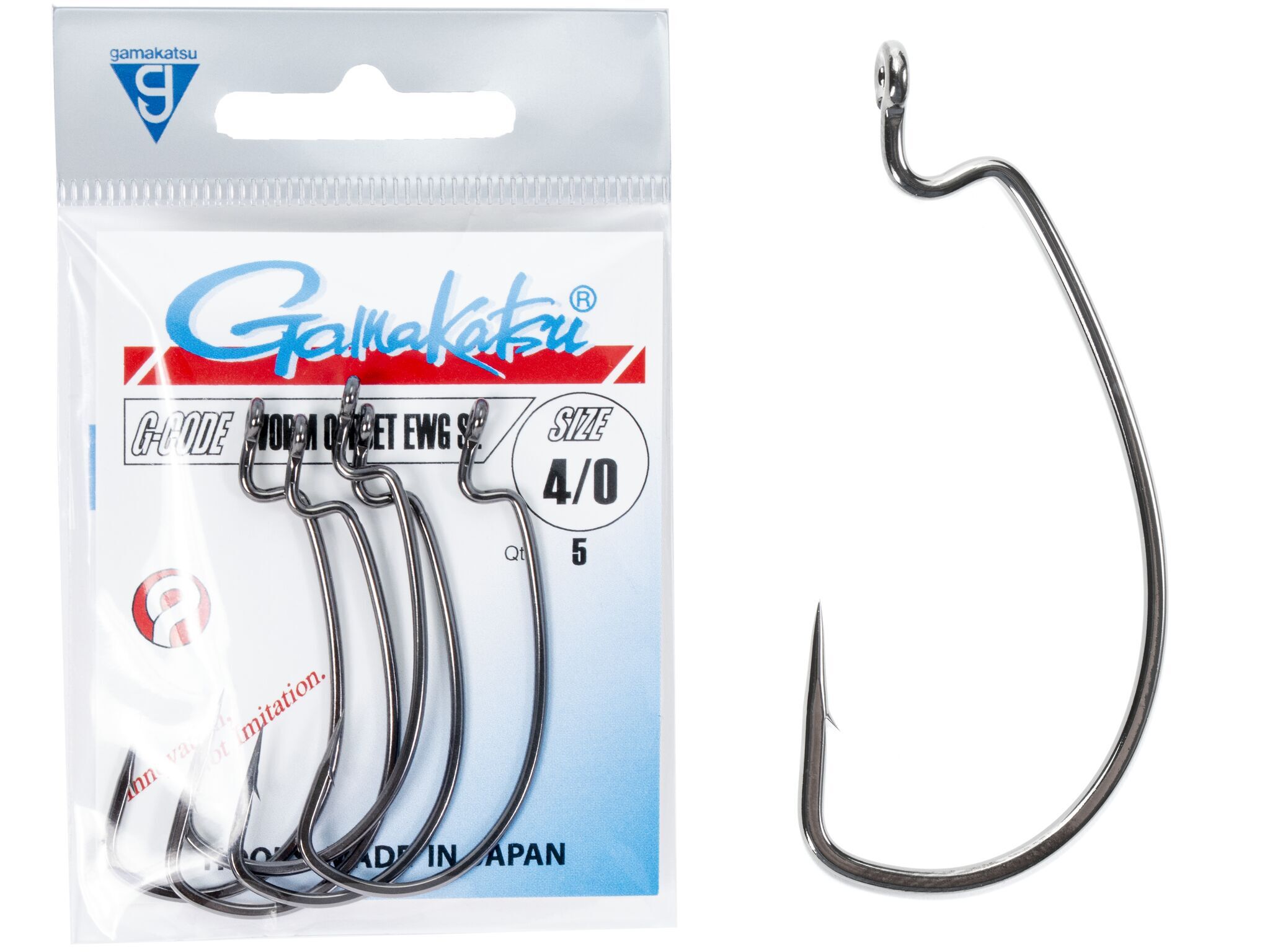 Крючки офсетные Gamakatsu WORM OFFSET EWG SL HOOKS BLACK №4/0, 5шт.