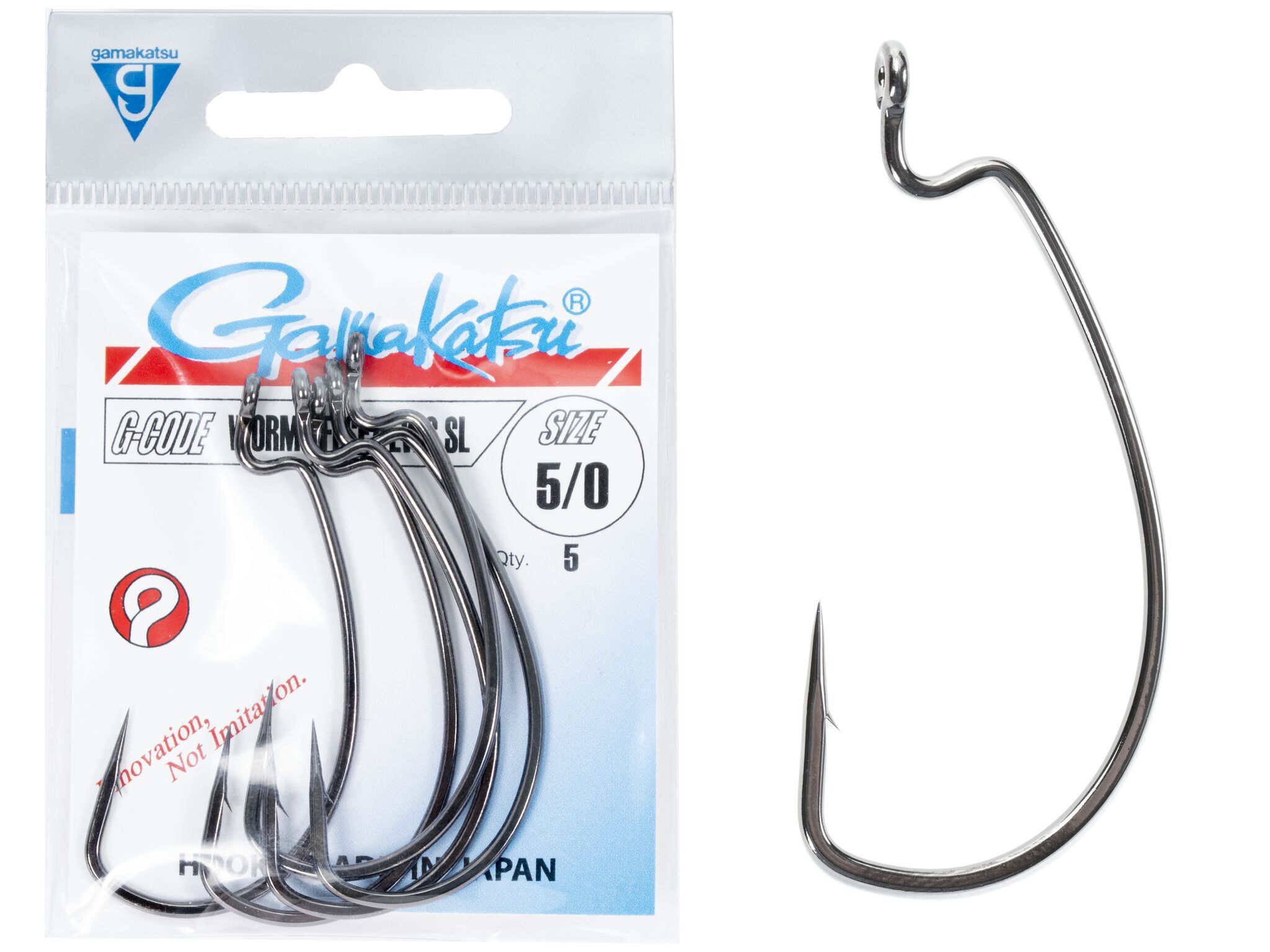 Крючки офсетные Gamakatsu WORM OFFSET EWG SL HOOKS BLACK №5/0, 5шт.