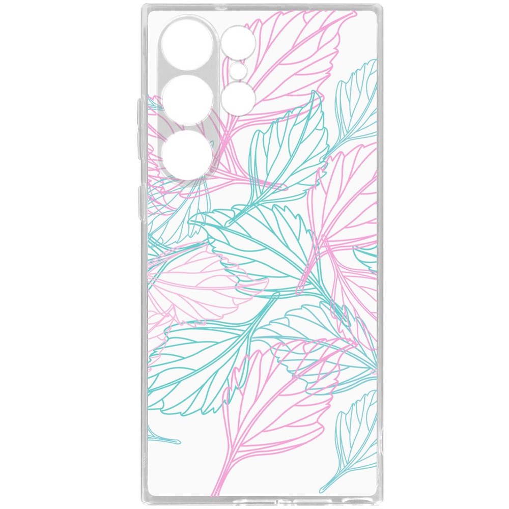 

Чехол-накладка Krutoff Clear Case Листья паттерн для Samsung Galaxy S23 Ultra, Прозрачный