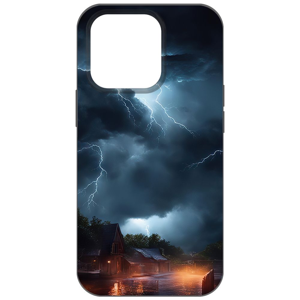 

Чехол-накладка Krutoff Soft Case Ночная гроза для iPhone 14 Pro черный