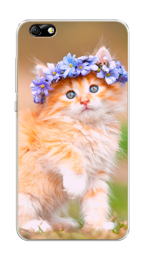 

Чехол Awog на Honor 4X "Рыжий кот в венке", Разноцветный, 63550-1