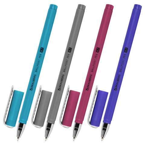 

Ручка шариковая BRAUBERG SOFT TOUCH STICK "METALLIC", СИНЯЯ, мягкое покрытие, корп