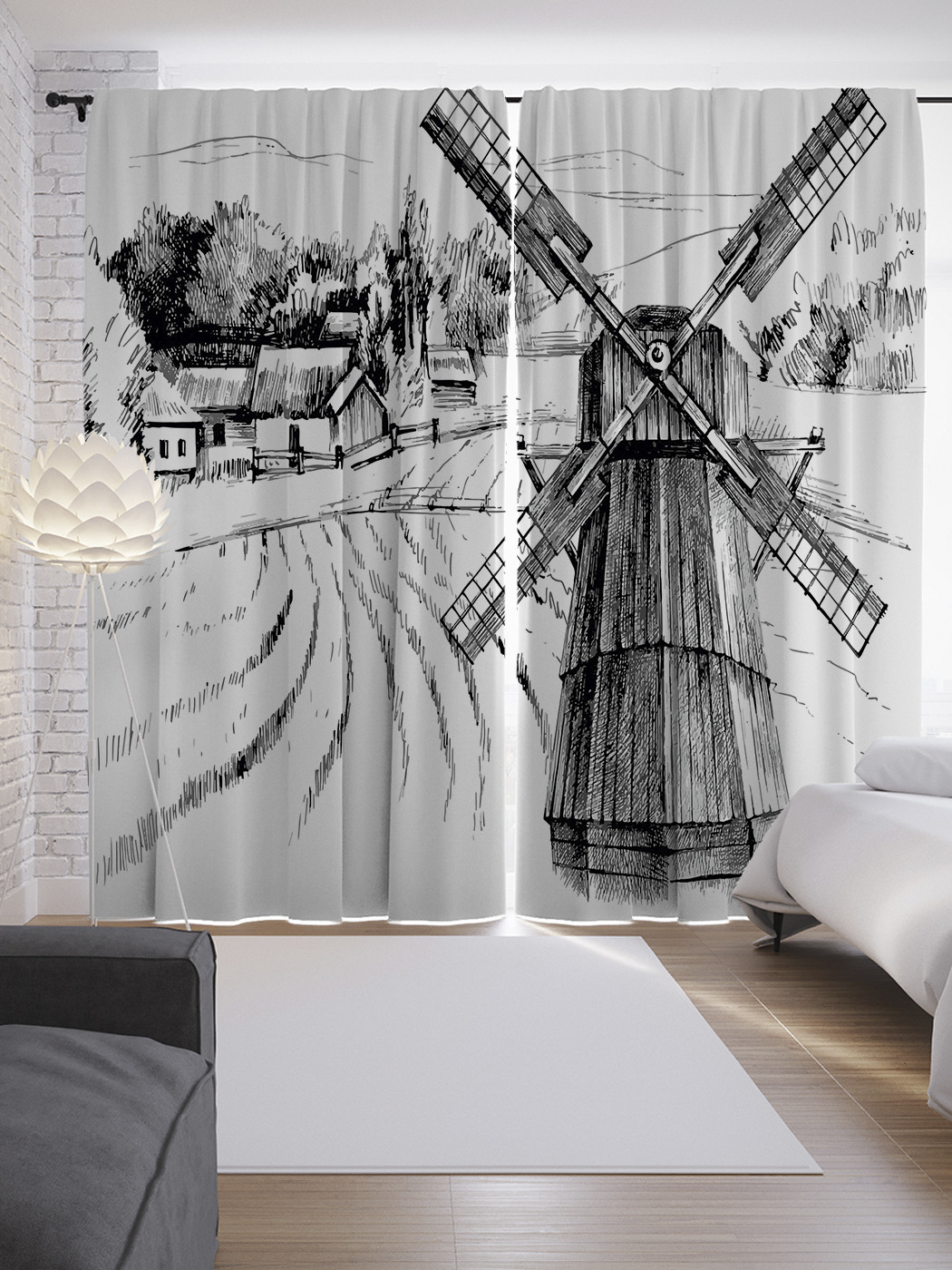 

Шторы JoyArty с фотопечатью "Старинная ветряная мельница" из сатена, 290х265 см, Старинная ветряная мельница