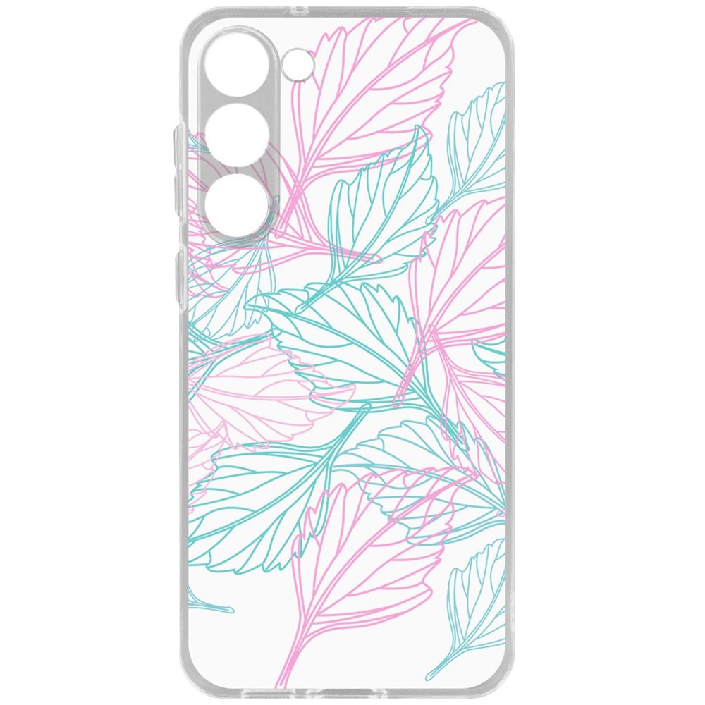 

Чехол-накладка Krutoff Clear Case Листья паттерн для Samsung Galaxy S23+, Прозрачный