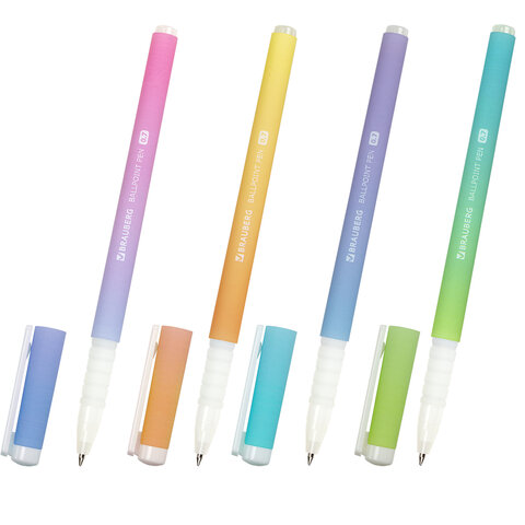

Ручка шариковая BRAUBERG SOFT TOUCH GRIP "GRADE PASTEL", СИНЯЯ, мягкое покрытие, ас