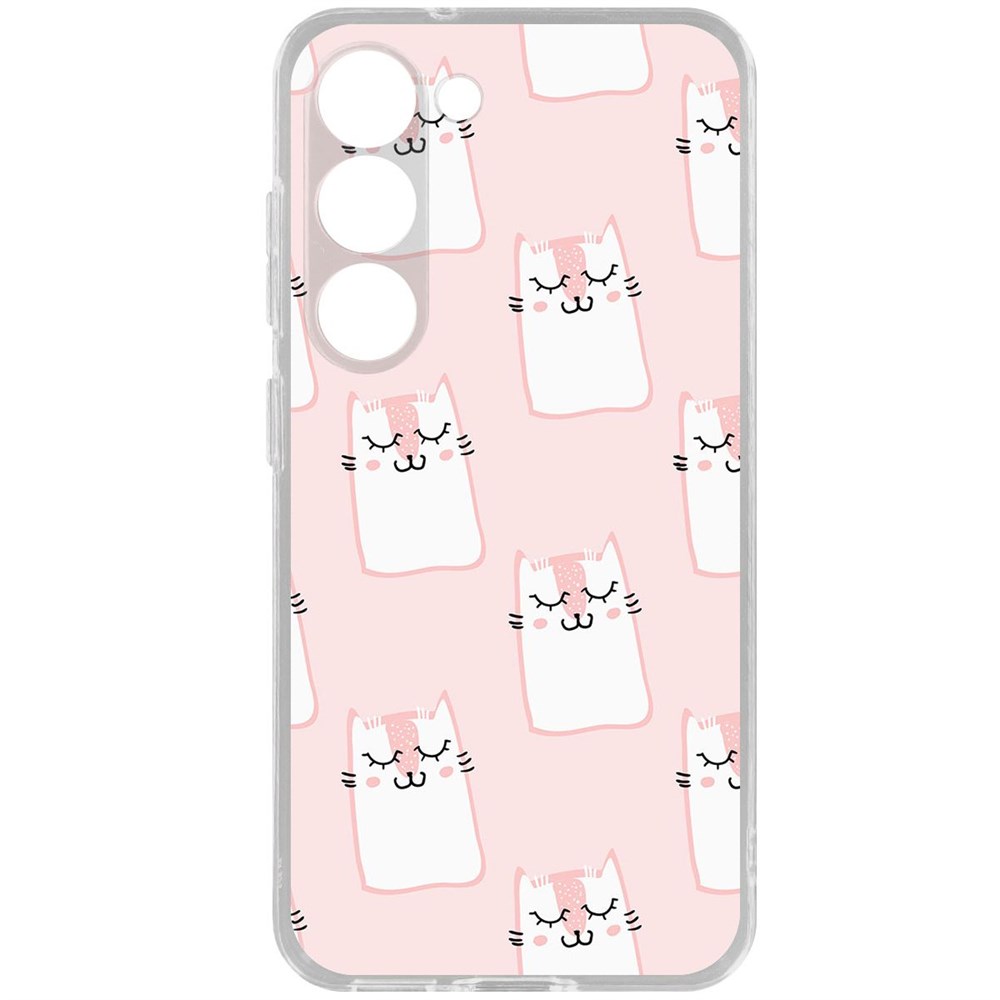 

Чехол-накладка Krutoff Clear Case Котики паттерн для Samsung Galaxy S23, Прозрачный