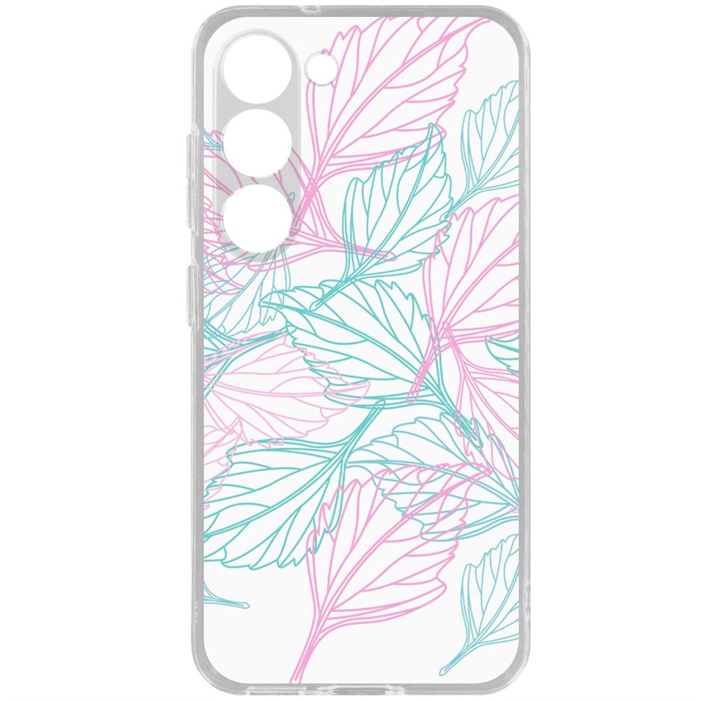 

Чехол-накладка Krutoff Clear Case Листья паттерн для Samsung Galaxy S23, Прозрачный