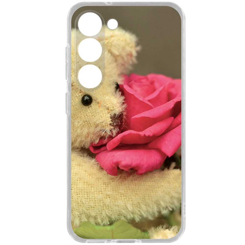 

Чехол-накладка Krutoff Clear Case Медвежонок с розой для Samsung Galaxy S23, Прозрачный