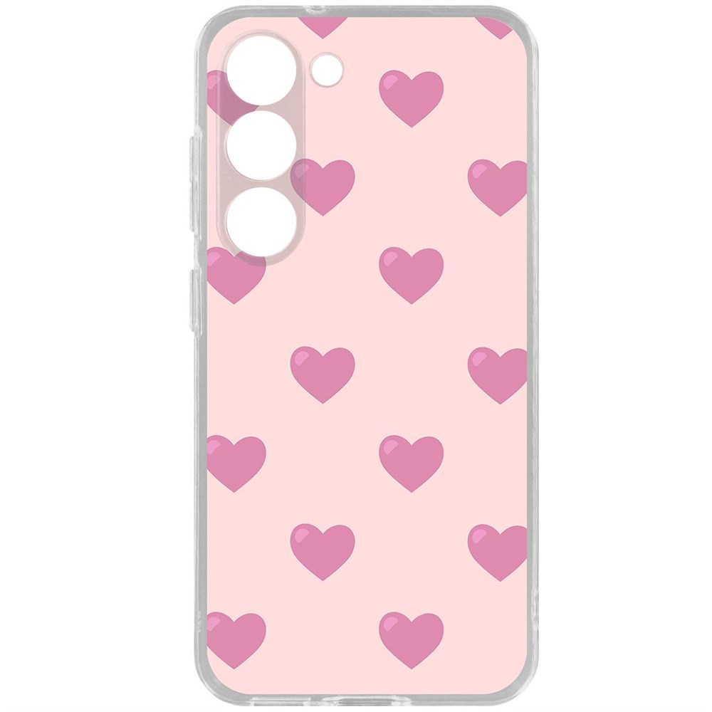 

Чехол-накладка Krutoff Clear Case Пурпурные сердца для Samsung Galaxy S23, Прозрачный
