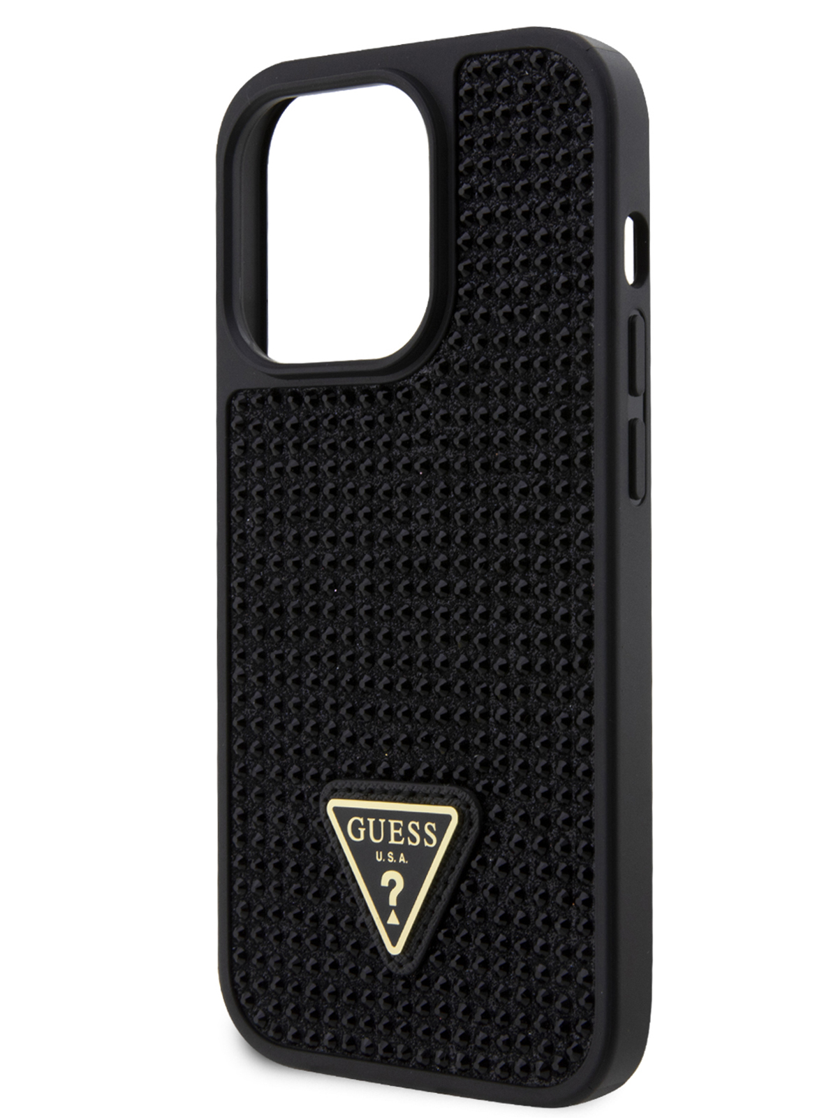 Чехол Guess для iPhone 15 Pro Max со стразами Triangle metal logo 600014584724 черный