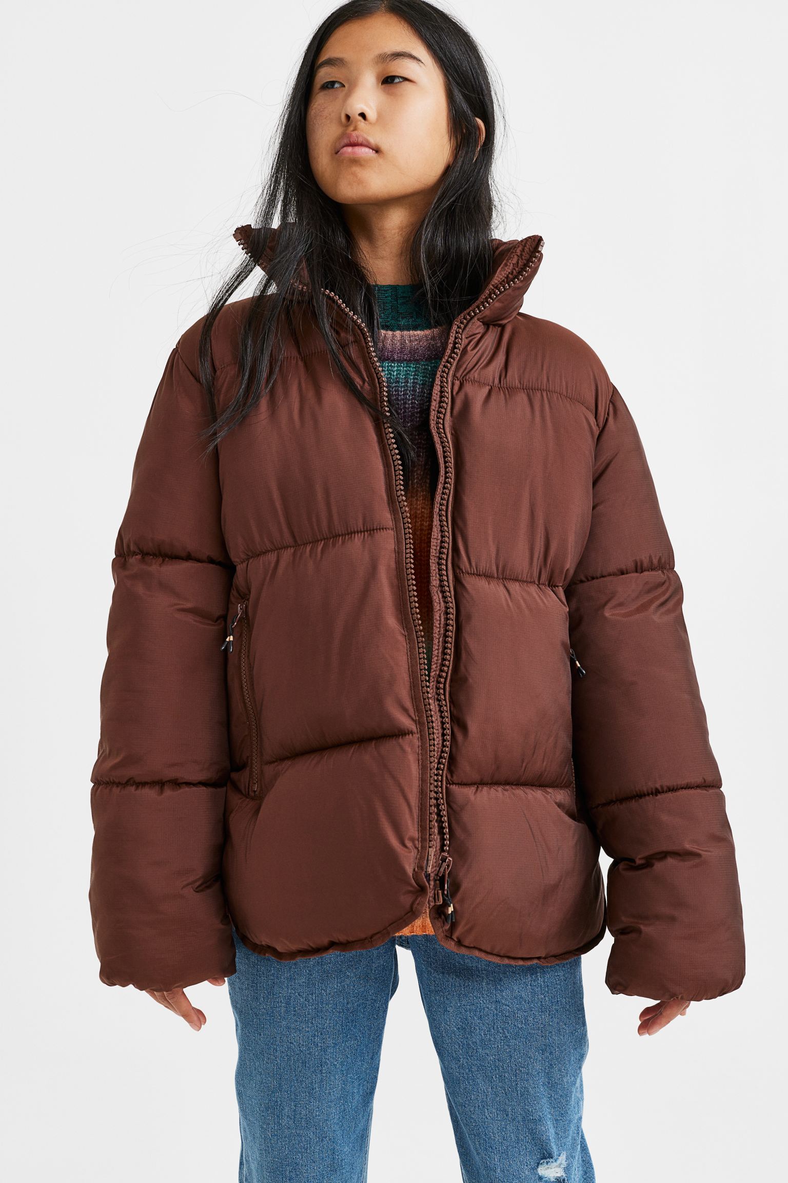 Куртка H&M для девочек, коричневый-002, размер 158, 1098341002 пуховик детский boom 30655 bob светло коричневый 92