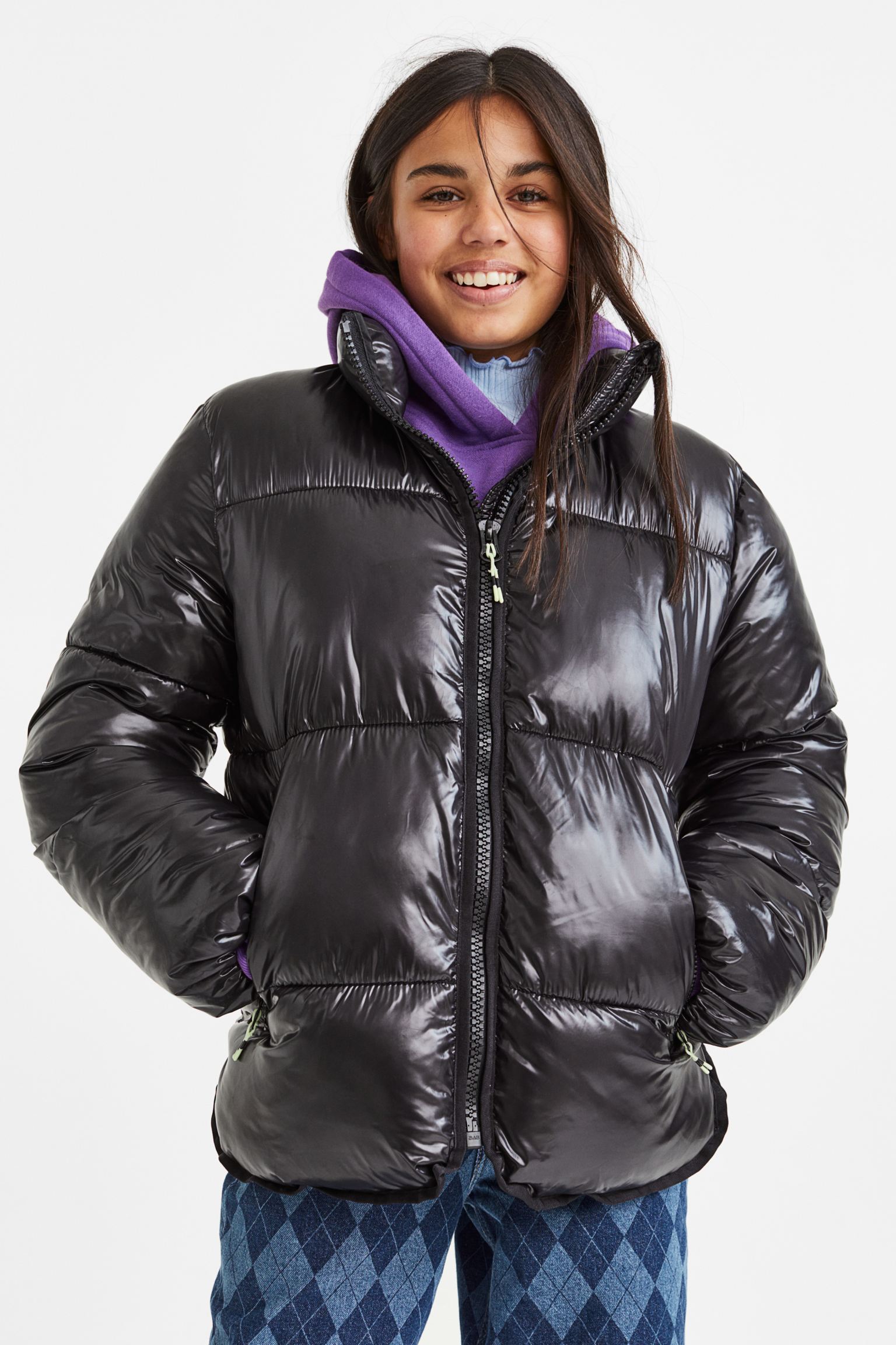 Куртка H&M для девочек, чёрный-001, размер 158, 1098341001