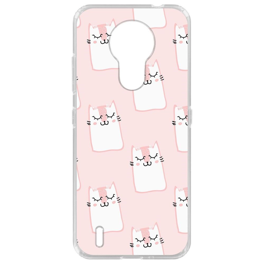 

Чехол-накладка Krutoff Clear Case Котики паттерн для Nokia 1.4, Прозрачный