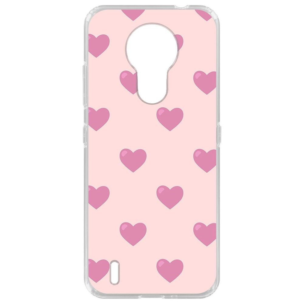 

Чехол-накладка Krutoff Clear Case Пурпурные сердца для Nokia 1.4, Прозрачный