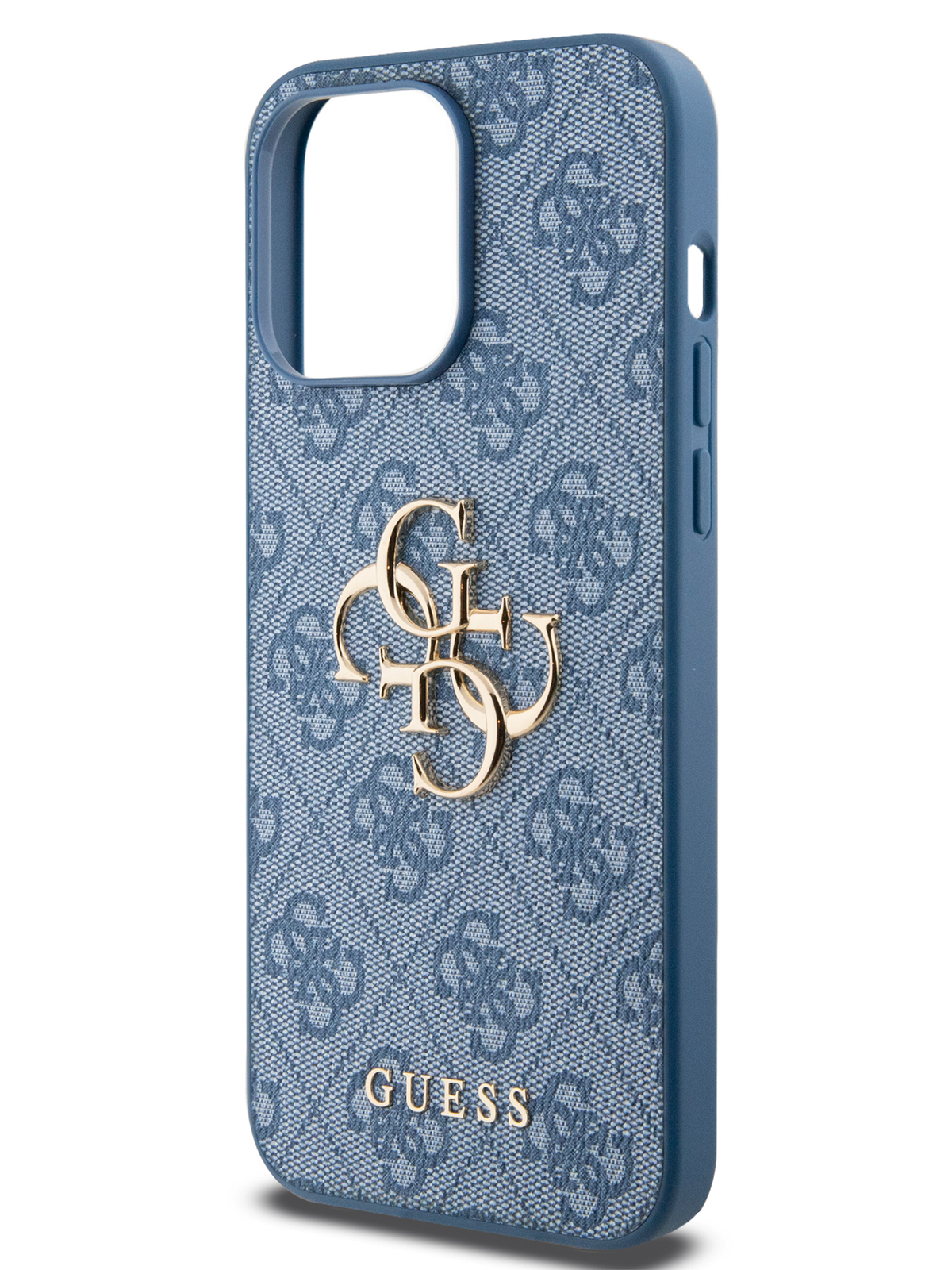

Чехол Guess для iPhone 15 Pro Max из экокожи 4G Big metal logo, синий