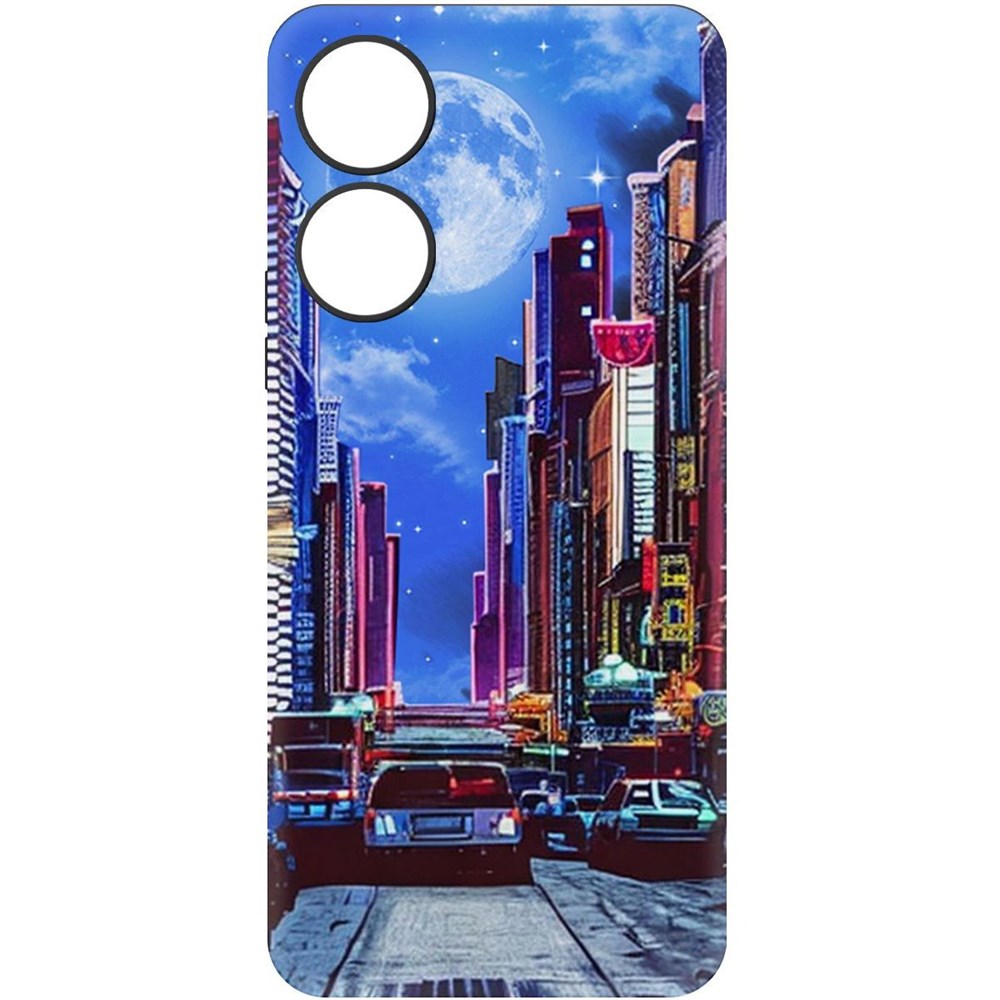 

Чехол-накладка Krutoff Soft Case Ночной город для Honor X5 Plus черный