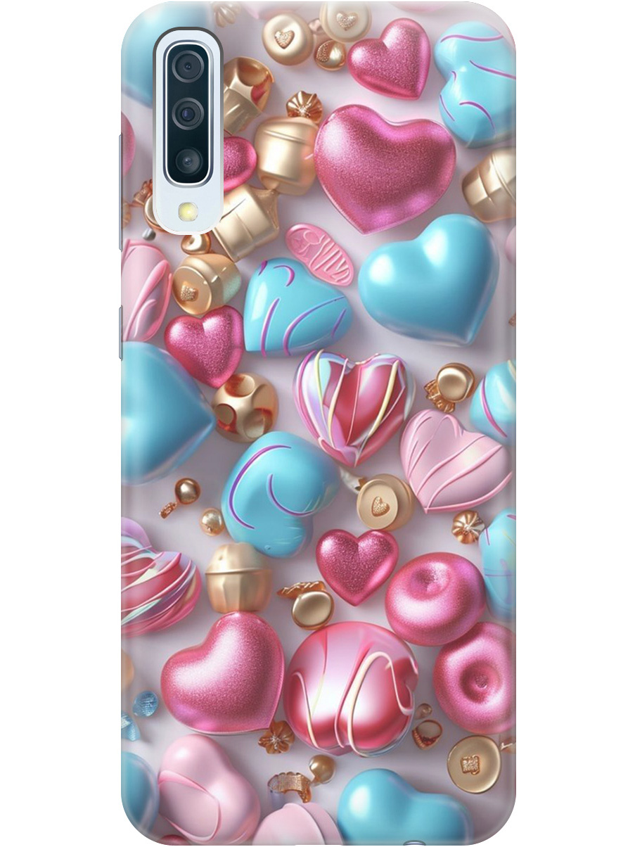 

Силиконовый чехол на Samsung Galaxy A50 / A50s / A30s с принтом "Конфеты и сердечки", Прозрачный;голубой;розовый, 720772291