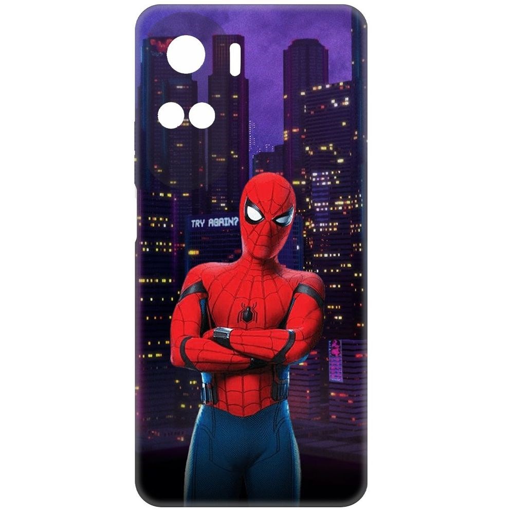 

Чехол-накладка Krutoff Soft Case Человек-Паук. На крыше для Honor 90 Lite черный