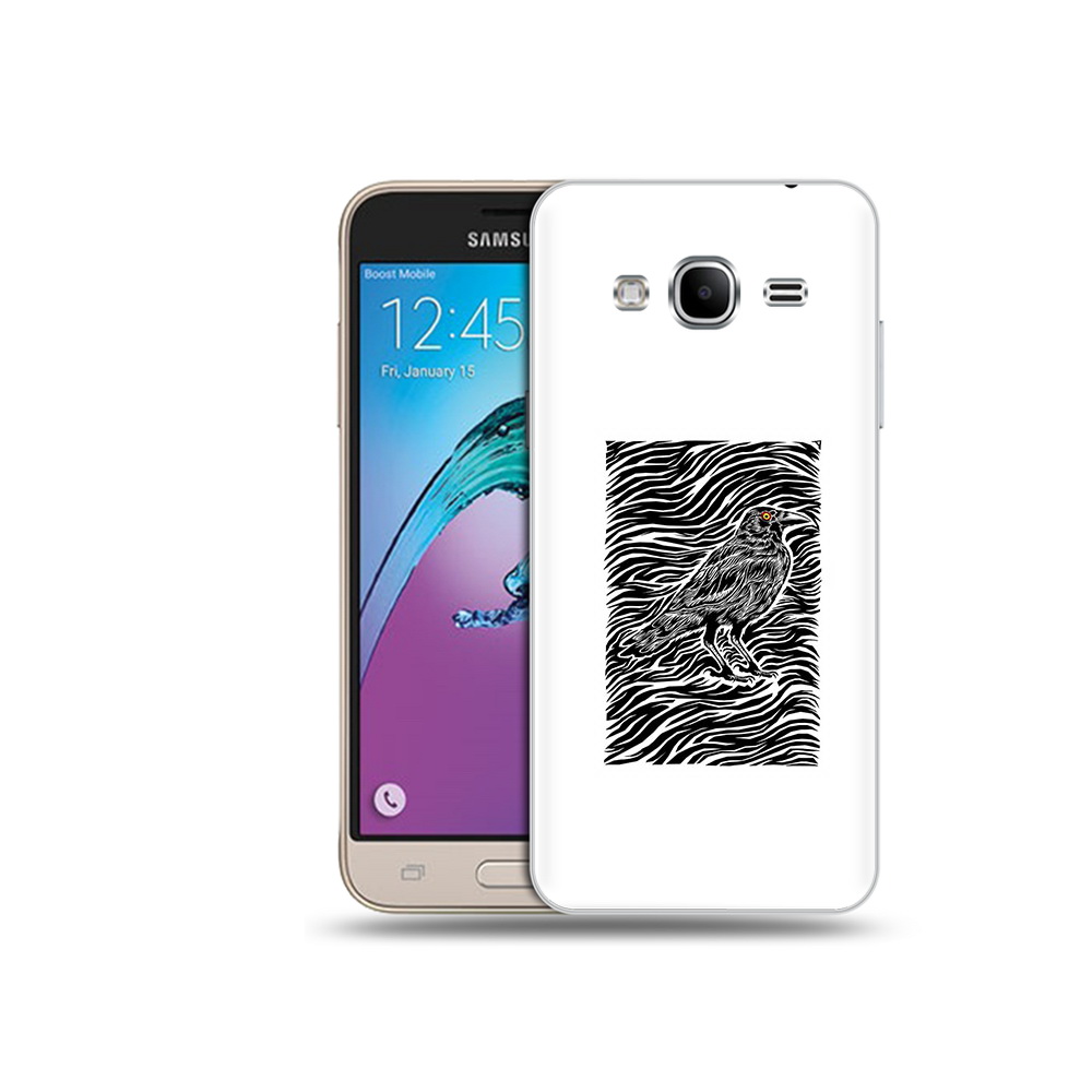 

Чехол MyPads Tocco для Samsung Galaxy J3 (2016) ворон в абстракции (PT29089.580.272), Прозрачный, Tocco