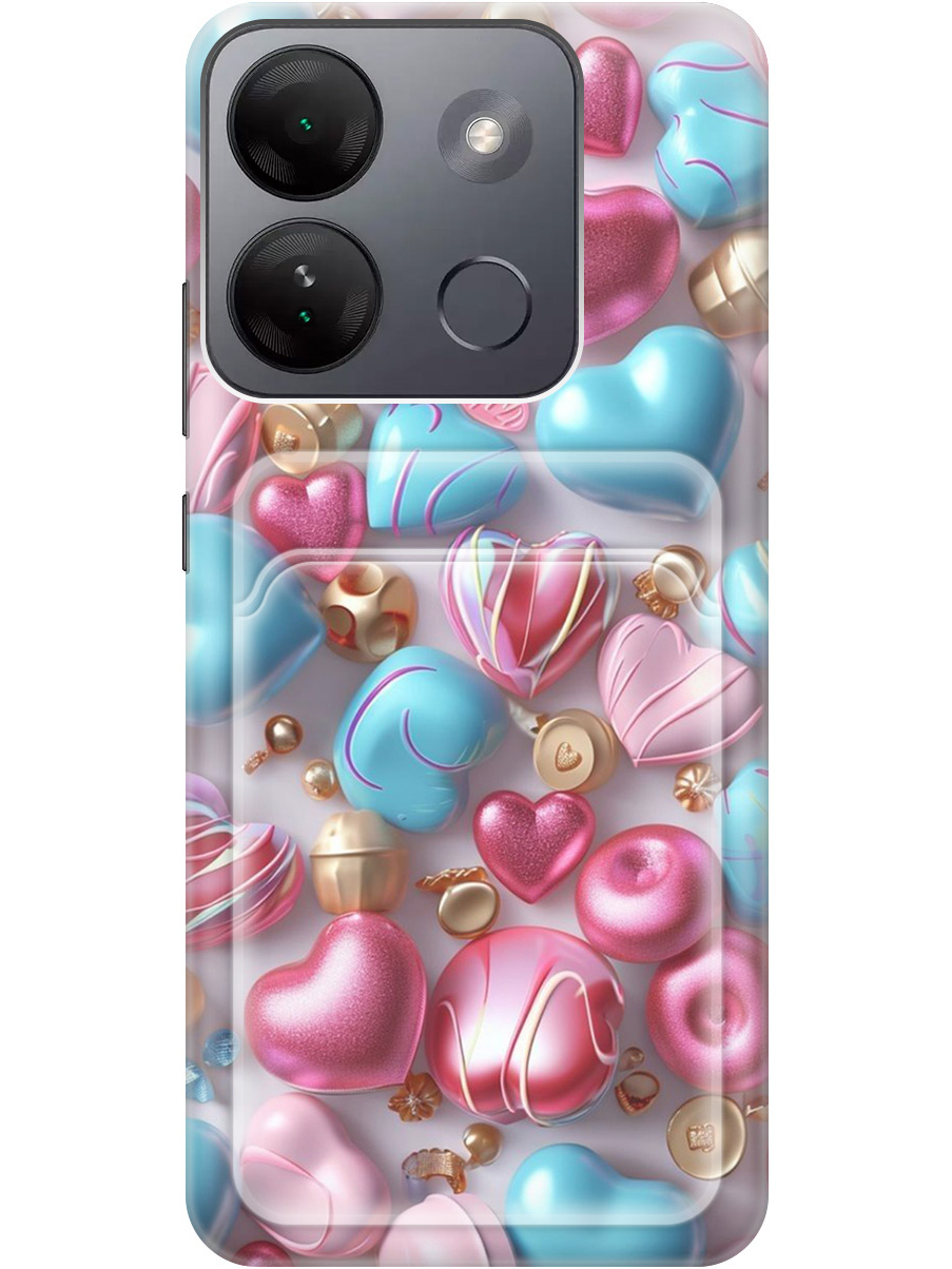 

Силиконовый чехол на Infinix Smart 7 HD с принтом с карманом для карты прозрачный 788832, Голубой;прозрачный;розовый, 769392091