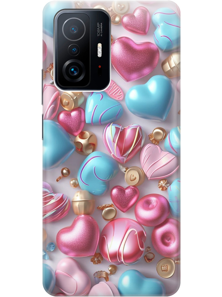

Силиконовый чехол на Xiaomi 11T / 11T Pro с принтом "Конфеты и сердечки", Прозрачный;голубой;розовый, 732395291