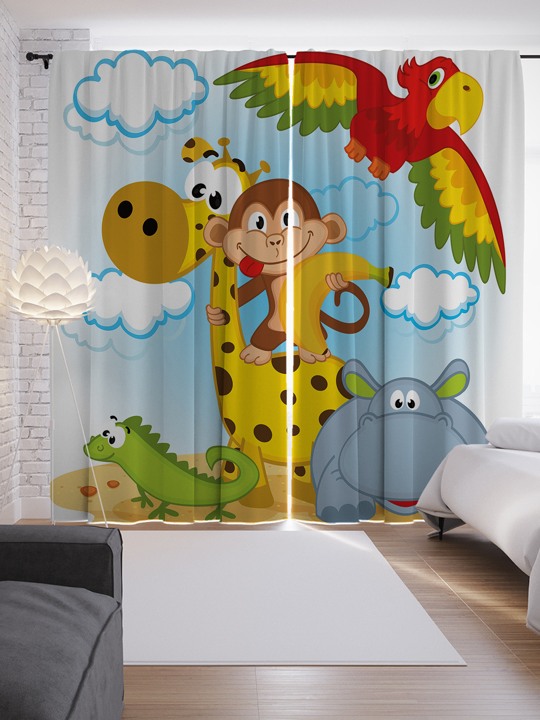 

Шторы JoyArty с фотопечатью "Мультяшная команда" из сатена, 290х265 см, Мультяшная команда