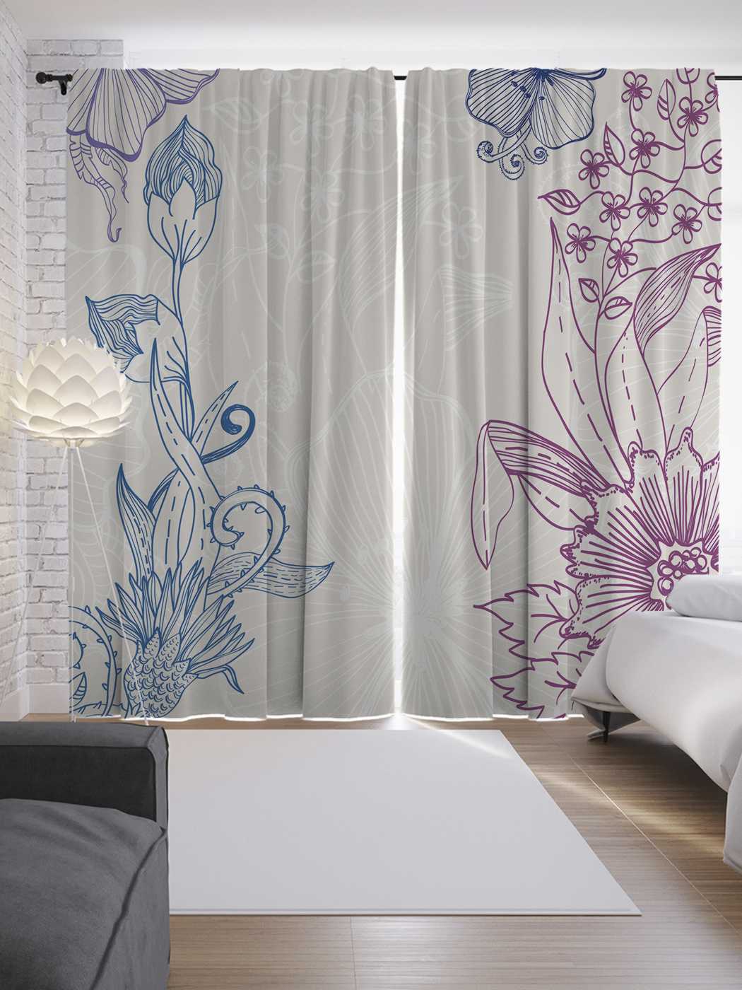 фото Шторы joyarty с фотопечатью "графика цветов" из сатена, 290х265 см