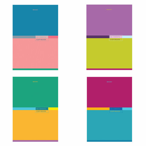 

Тетрадь А4, 60 л., BRAUBERG, скоба, клетка, обложка картон, "Color", 404043, (6шт.)