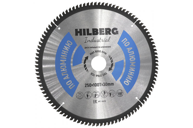 Hilberg Пильный диск по алюминию 250x30mm 100 зубьев, Hilberg Industrial HA250