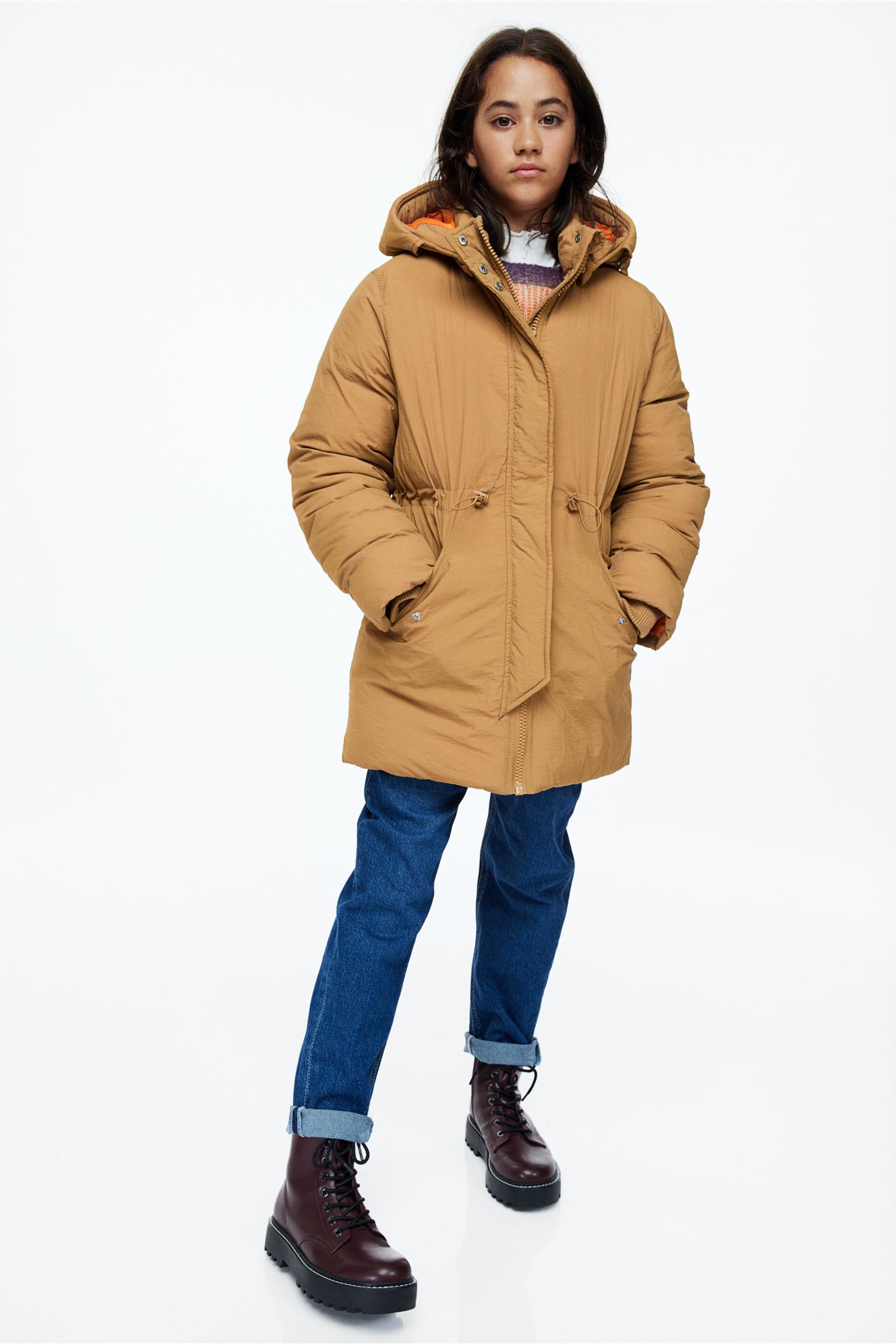 Пальто H&M для девочек, бежевый-002, размер 158, 1104078002