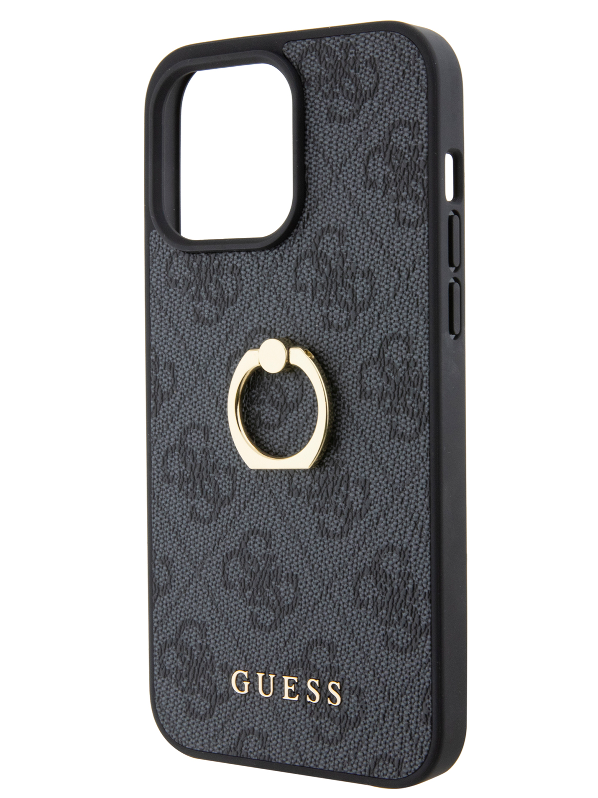 Чехол Guess для iPhone 15 Pro с кольцом держателем, серый